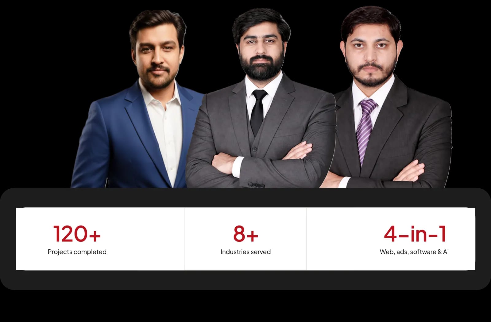 Octalsol team — three professionals in business attire
